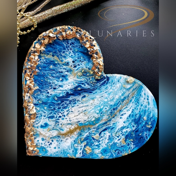 Artisan Other - Resin Art on Wooden Heart Panel